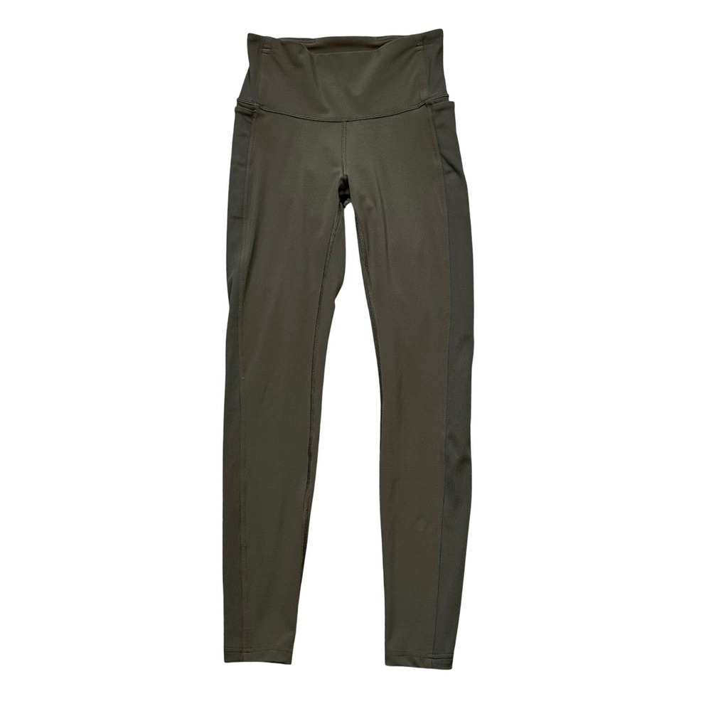 Lululemon Wunder Under High-Rise Tight 28" Ribbed Panels sz 6 Dark Olive